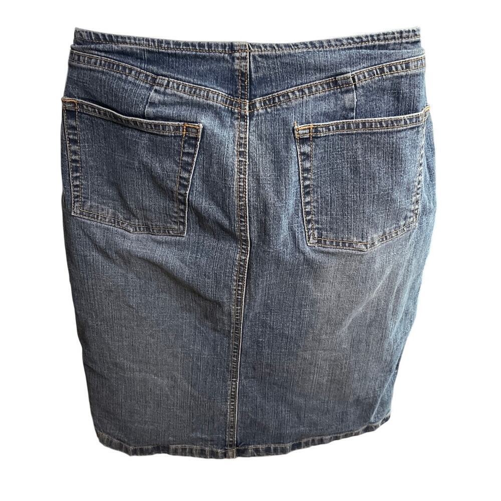 Vintage Y2K Old Navy Stretch Low Waist Blue Jean Denim Skirt Women's Size 4 - Picture 2 of 4